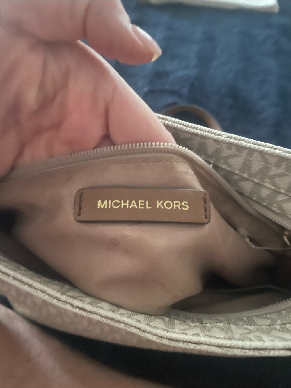 Michael Kors Cream Logo Shoulder Bag with Brown Strap - Picture 5 of 11